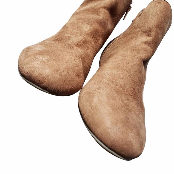 Arizona Paisley 10M Tan Sparkly Low Heel Zippered Booties Boots AS IS NO Box - Picture 2 of 10